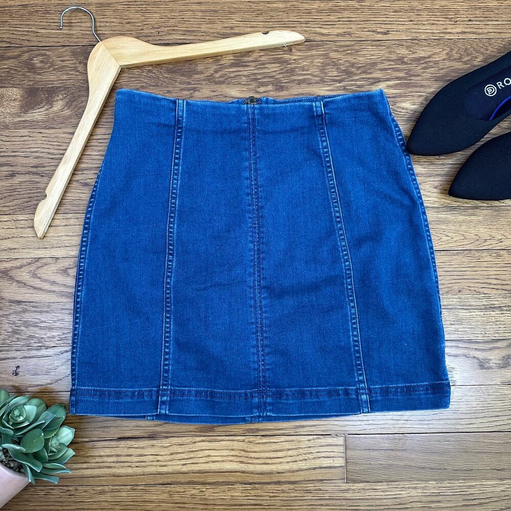 Free People Dark Denim Mini Skirt